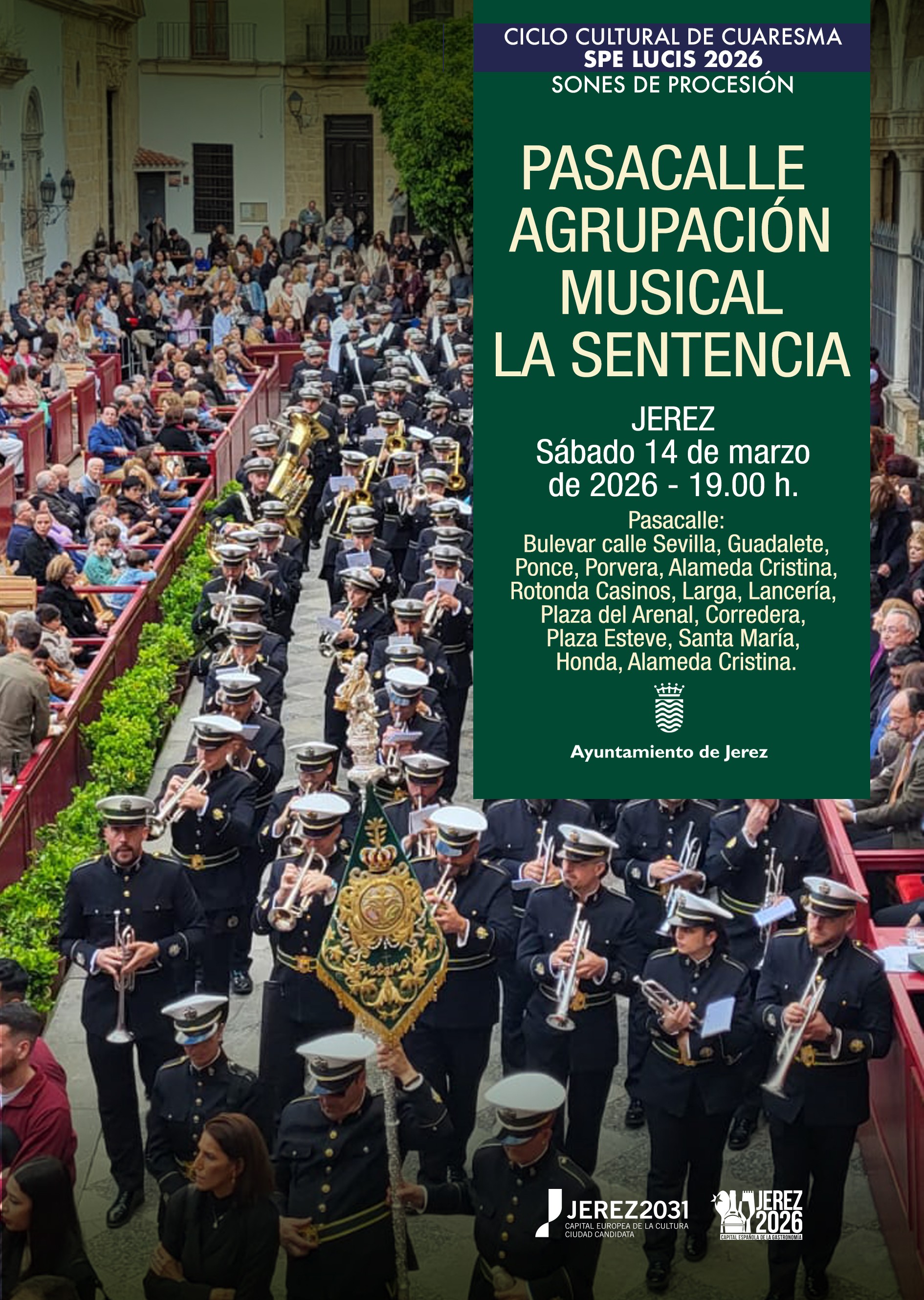cartel pasacalles agrupación musical La Sentencia