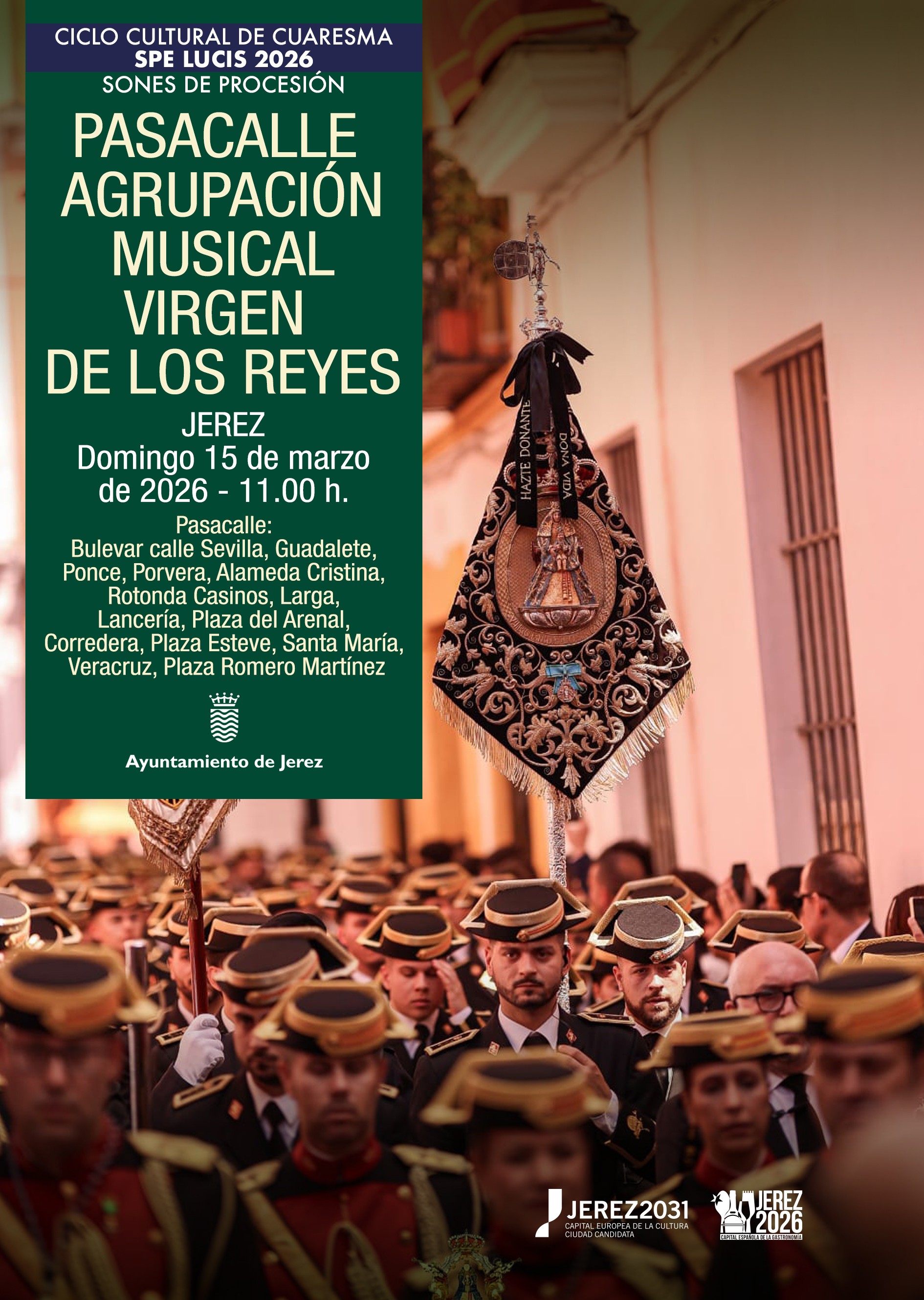 Cartel del pasacalles de la Agrupación musical Virgen de los Reyes