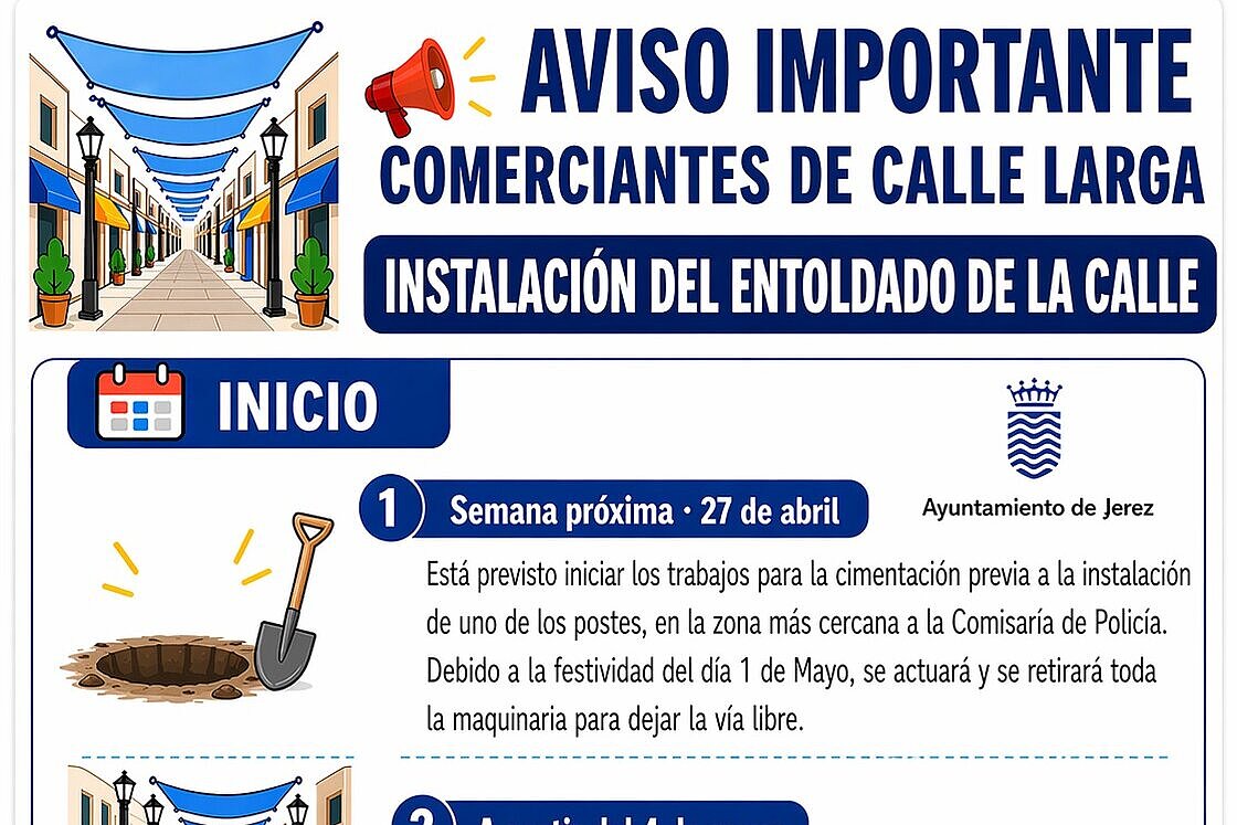 El lunes comienza la colocación de toldos en la calle Larga