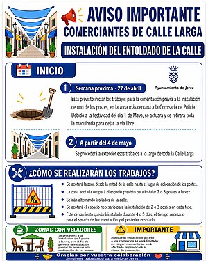 El lunes comienza la colocación de toldos en la calle Larga
